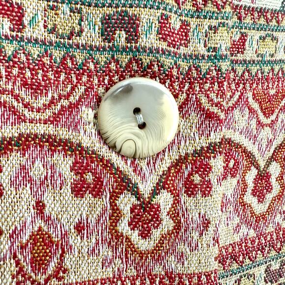 Coldwater Creek Sz Large Tapestry Jacket Red Green Long Sleeve Blouse Shirt Top - Picture 4 of 7